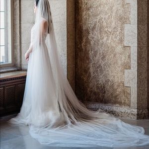Brand new ivory cathedral length veil
